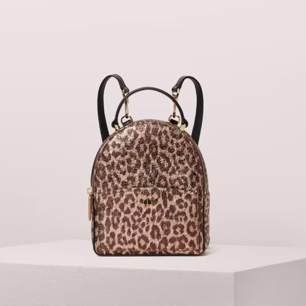 Kate Spade Amelia Metallic Leopard Mini Convertible Backpack